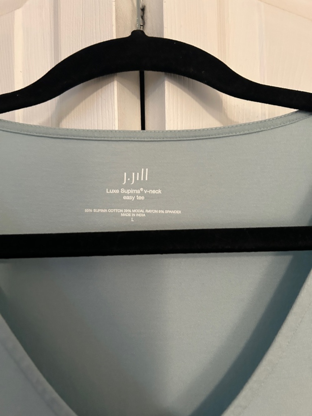 J. Jill Luxe Supima V-Neck Tee in Sea Glass